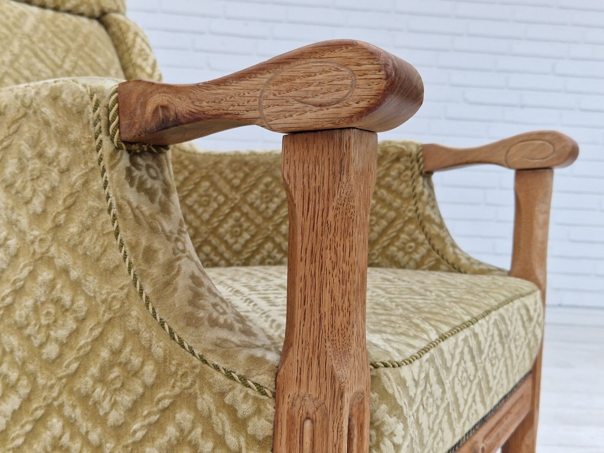 1960s, Danish design, lounge chair, furniture fabric, oak wood