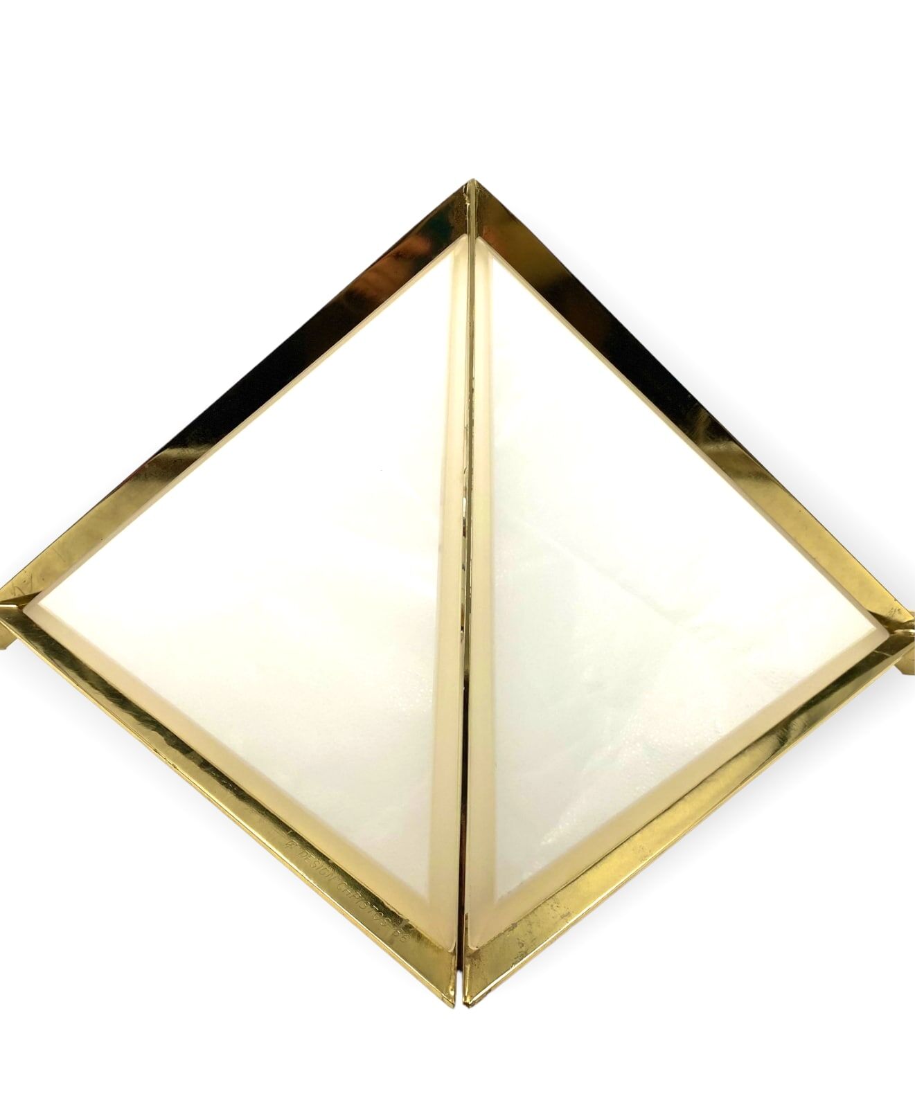 Golden brass Pyramidal table lamp, Christos, Italy 1970
