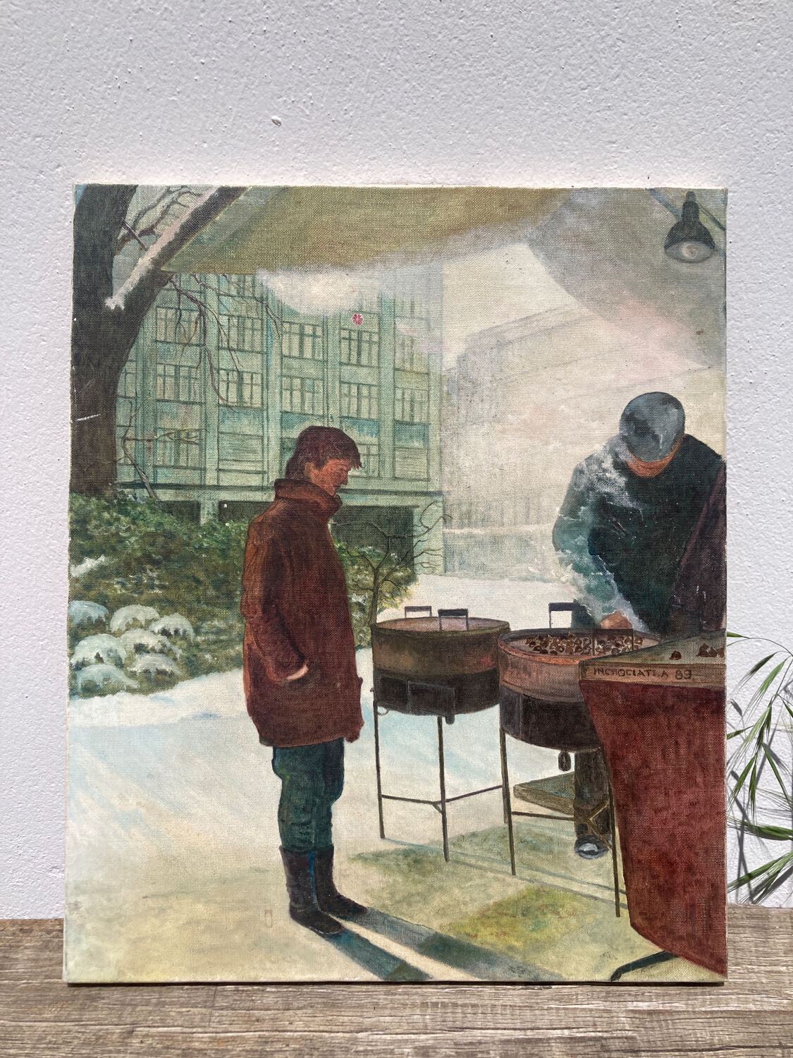 Anxian painting Painting seller of brown on vintage canvas