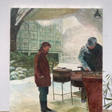 Anxian painting Painting seller of brown on vintage canvas