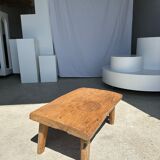 table basse en teck blond quadripode