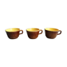 3 coffee cups digoin sarreguemines yellow and brown