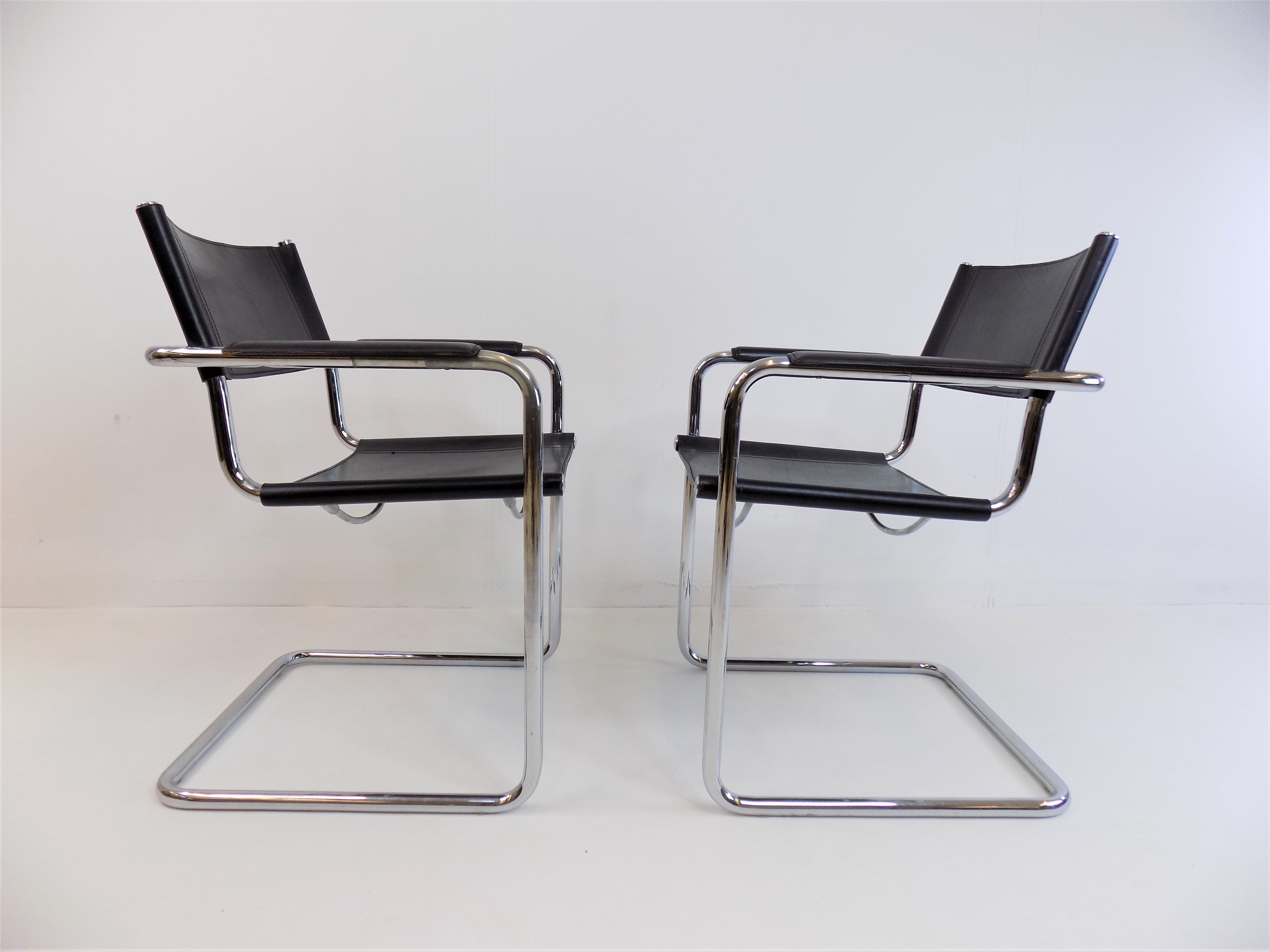Matteo grassi mg5 set of 2 leather cantilever chairs