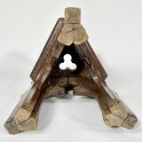 Tabouret néo-gothique en chêne massif XIXème