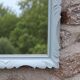 Vintage wall mirror in carved blue-green wood – rococo style – H48 cm