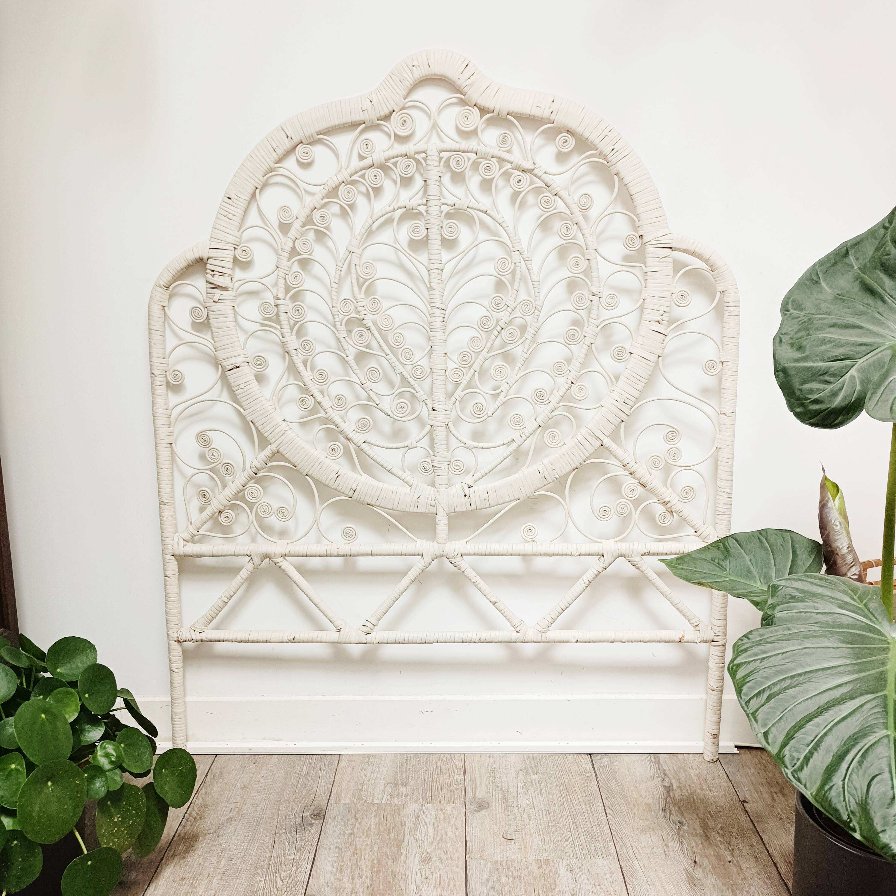 Peacock rattan headboard