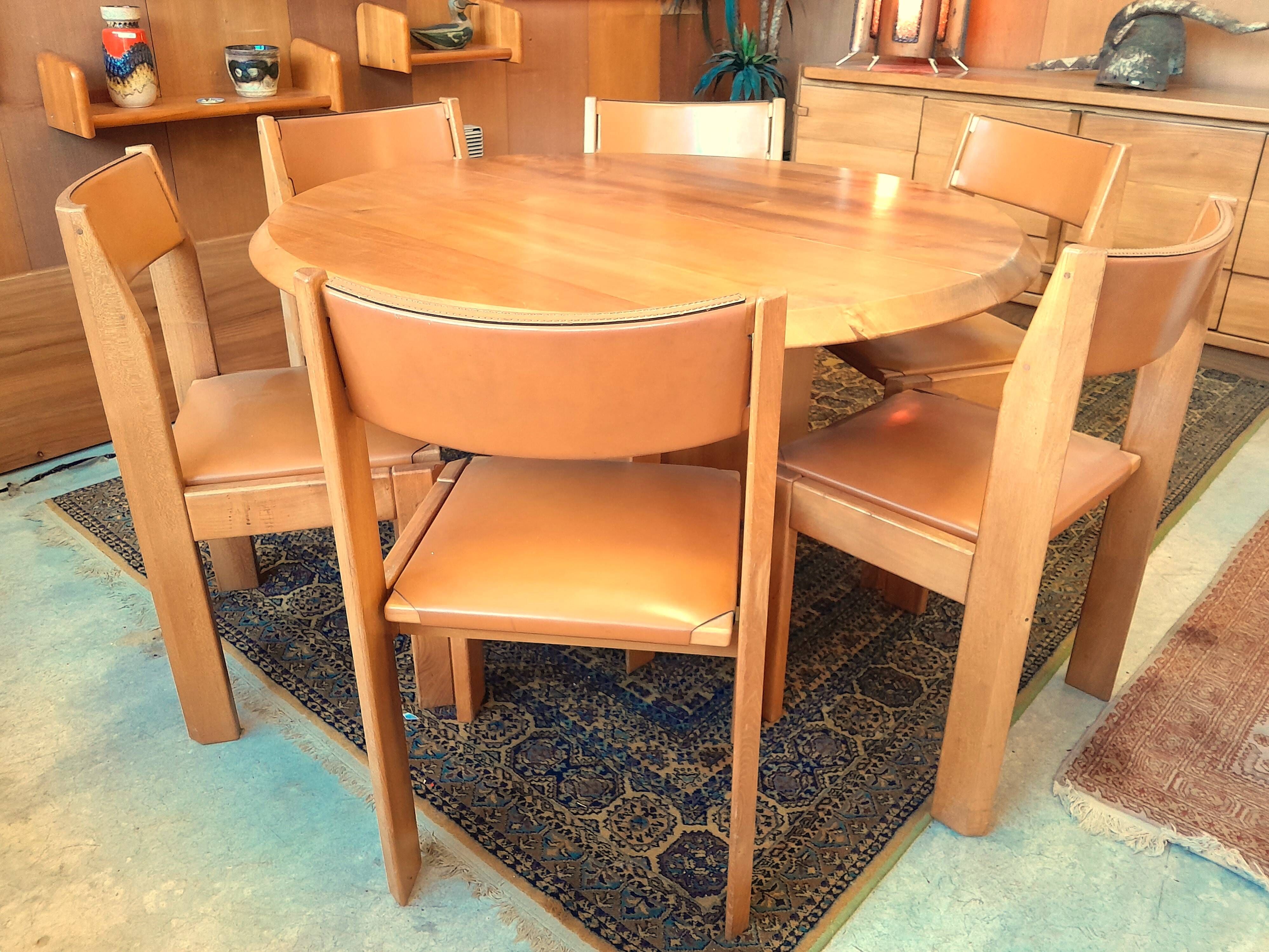 Table & chaises orme Gorgoni pour Roche & Bobois 1970s