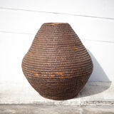 Old basket, straw and bramble bud