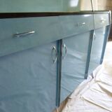 Buffet en formica jaune et bleu