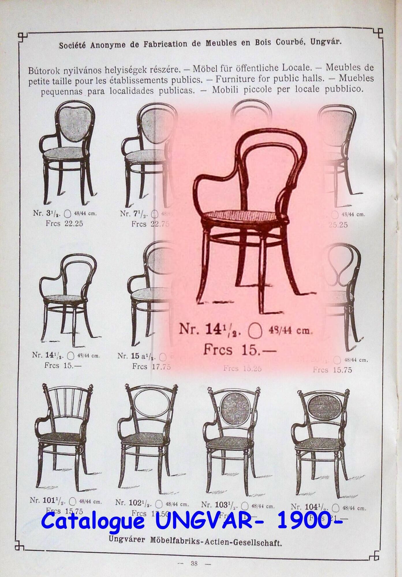 Bistro armchair wood-curved by Ungvar , 1905 n°14 1/2
