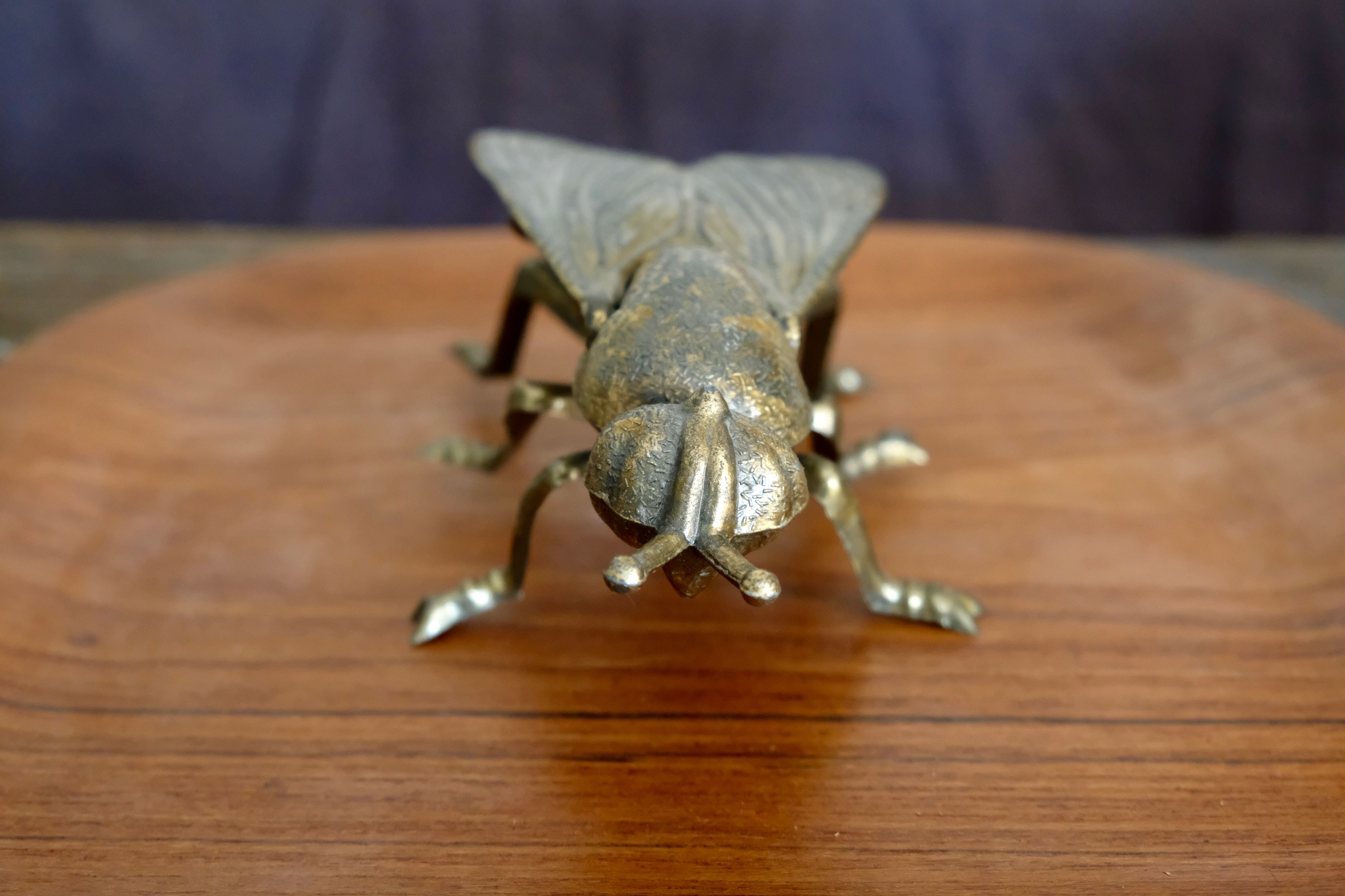 Vintage brass fly ashtray 1970