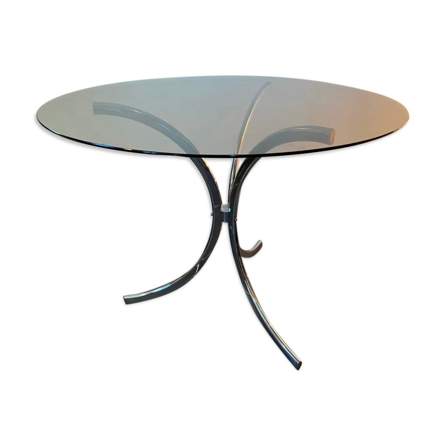 Round kitchen or dining room in smoked glass chrome structure an70
