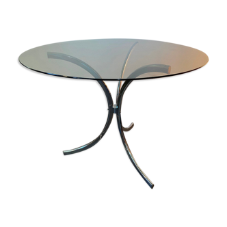 Round kitchen or dining room in smoked glass chrome structure an70