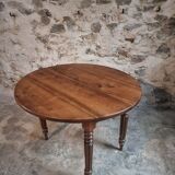 Table à abattants ancienne en noyer français – Table ovale avec rallonges pliantes des deux côtés, fin XIXe siècle