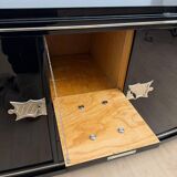 Art Deco Sideboard in Black Lacquer, Maple & Chrome, France, 1930