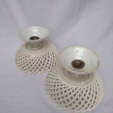Pair of cut-on-foot in white braided earthenware