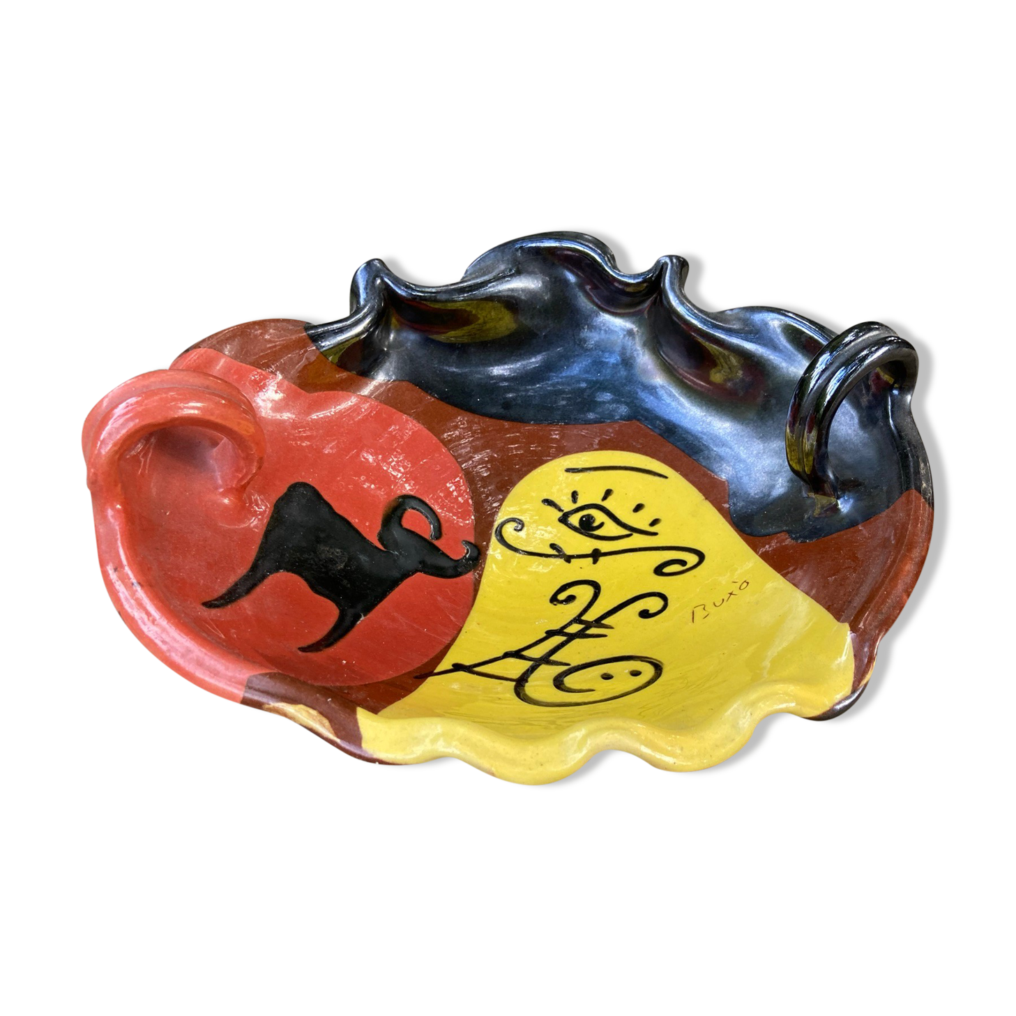 Ceramic cup signed Buxó vintage freeform