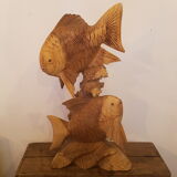 Wood carving duo of fish