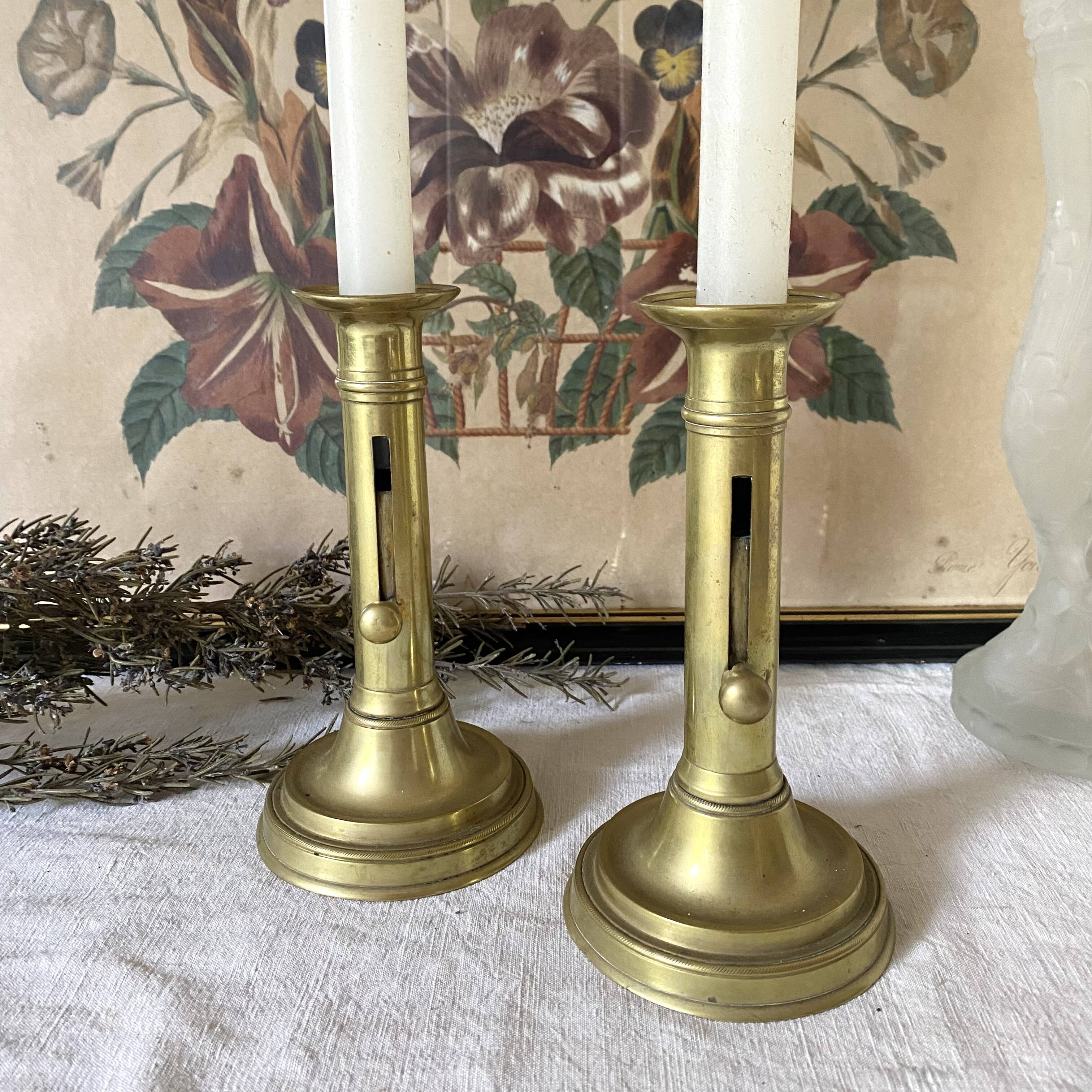 Pair of gilded brass candlesticks