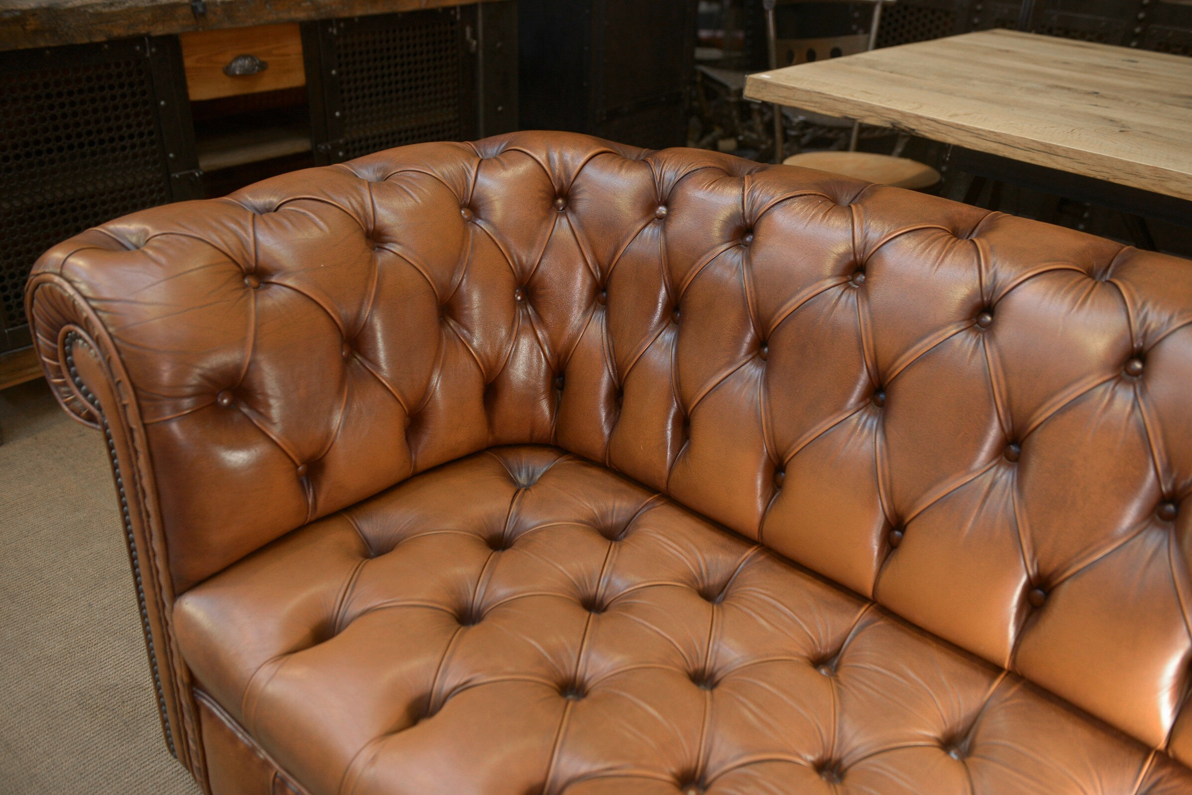 Chesterfield sofa 3 seater Vintage brown leather
