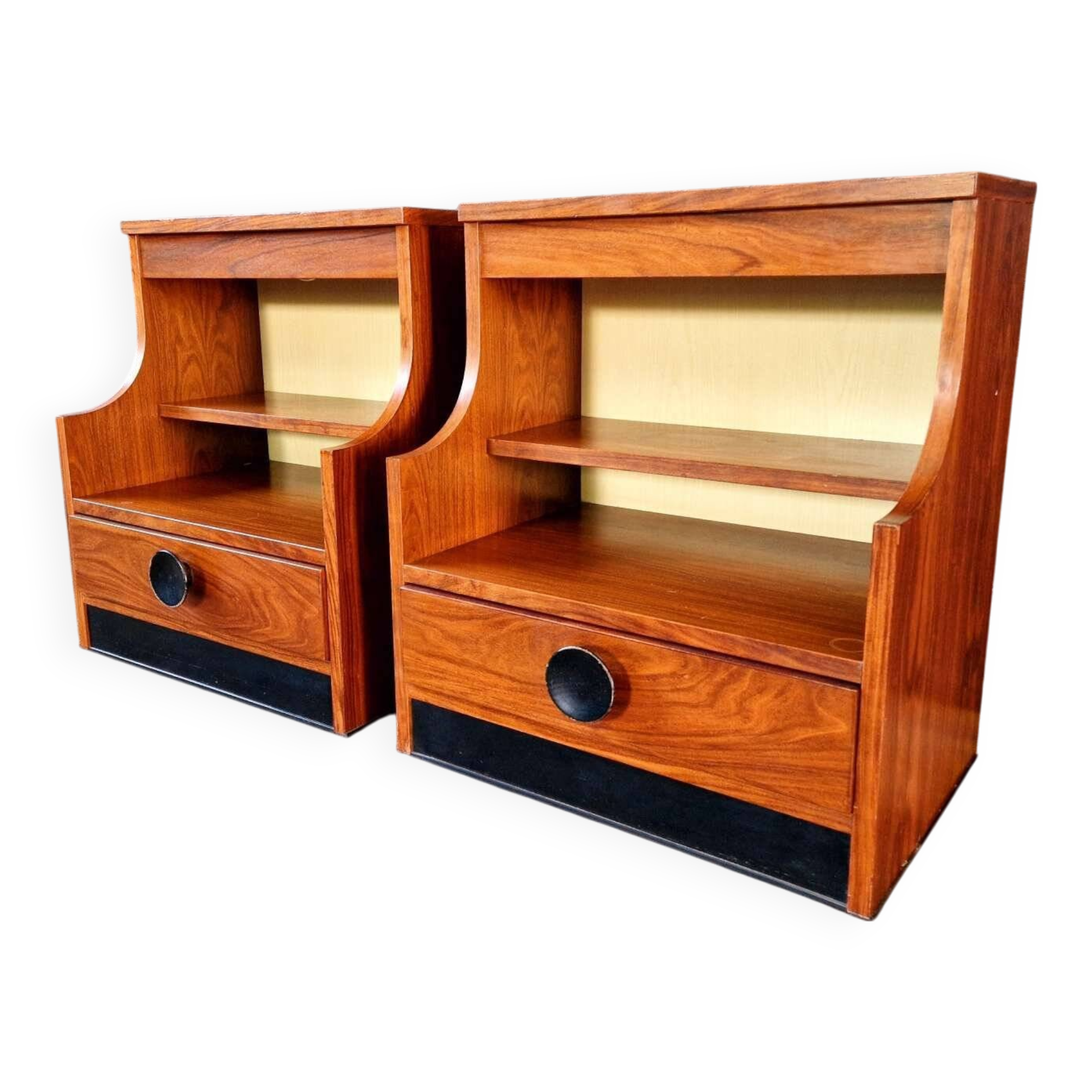 Pair of rosewood bedside tables, 1960s-70s
