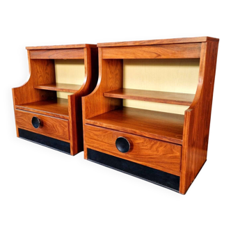 Pair of rosewood bedside tables, 1960s-70s