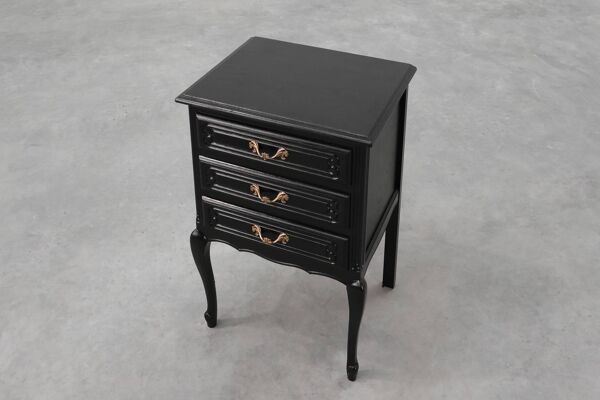 Commode de style Louis XV en chêne laqué noir, France, années 1950
