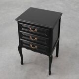 Commode de style Louis XV en chêne laqué noir, France, années 1950