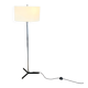 Floor lamp by WILA, chrome and black lacquered metal with a fabric shade, 1960s/1970s