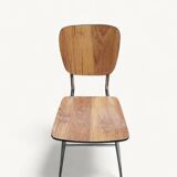 Pair of Vintage Chrome and Wood Chairs - 1980s - Formica