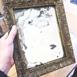 Petit miroir ancien en stuc doré à la feuille d'OR - "Isidore"