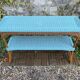 Vintage woven rattan and wicker console