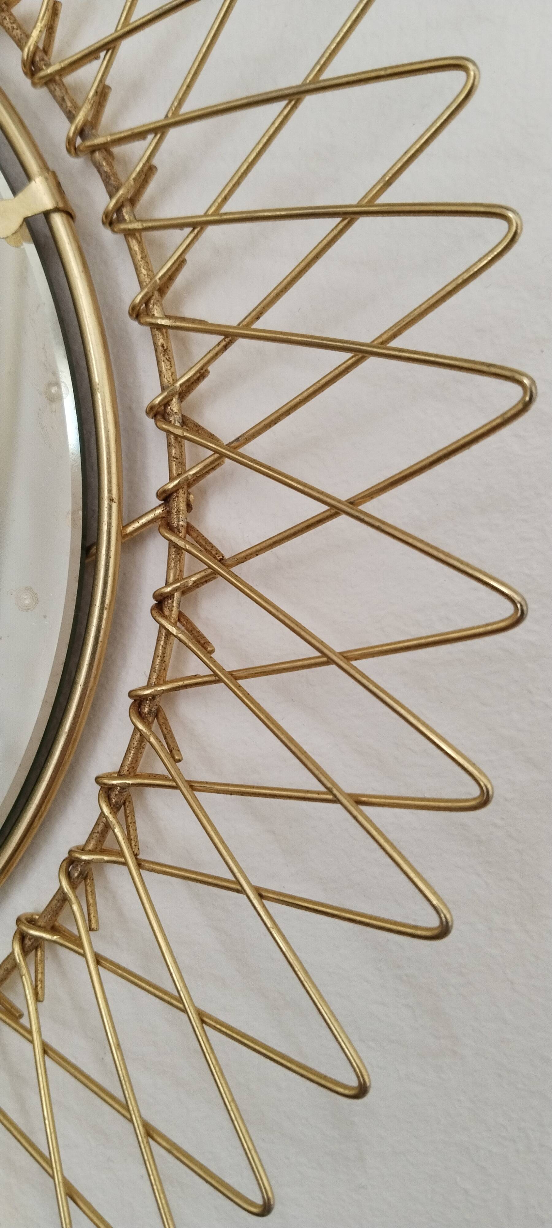 Miroir soleil doré à l'or fin  , pliable, vintage français , Erdecor