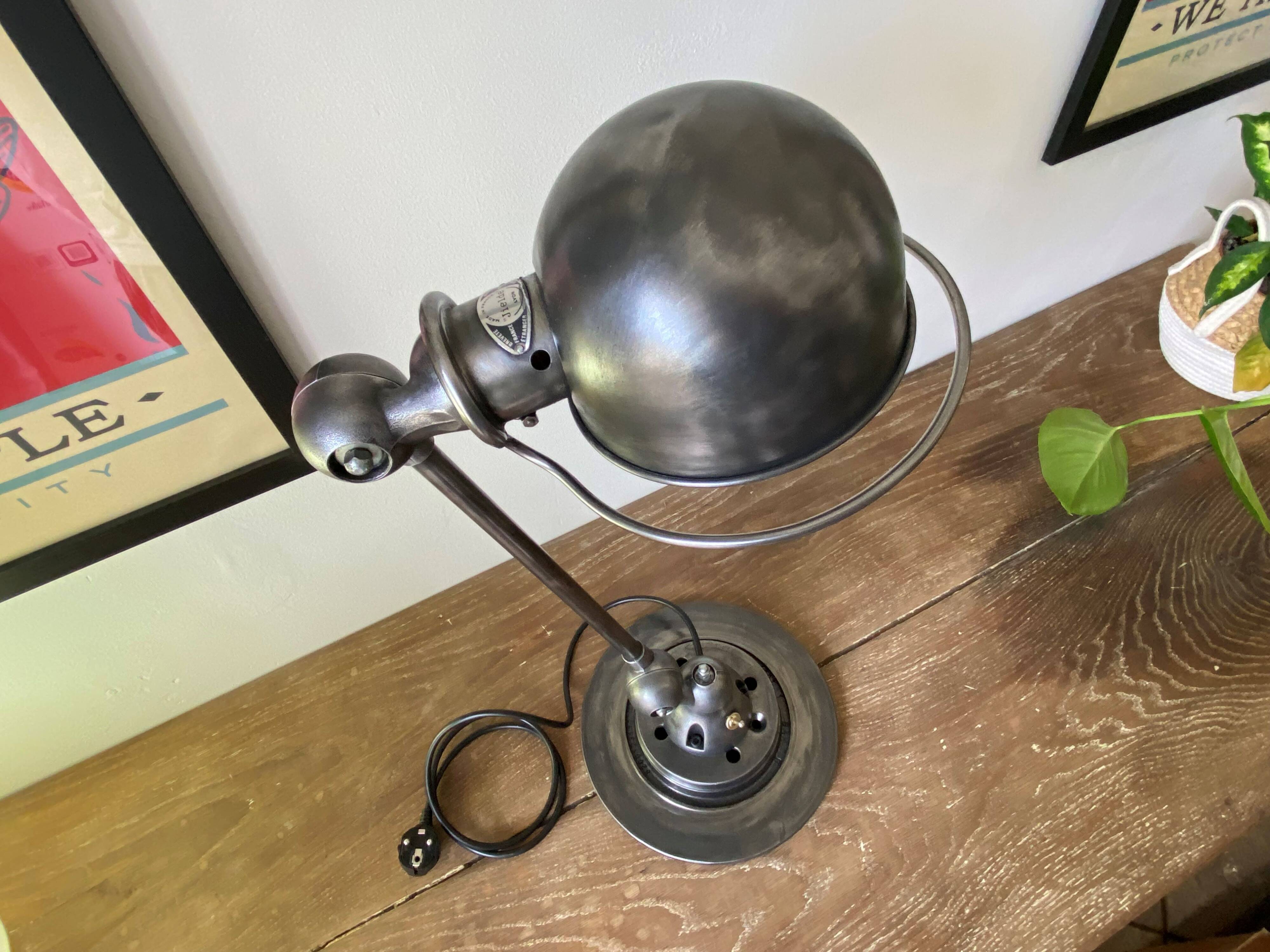 Jieldé lamp 1 arm 40cm industrial graphite Jean Louis Domecq 1950