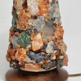 Lampe vintage H.A. Ludwig en pierres semi-précieuses et bois West Germany