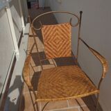 Wicker armchair and wrought iron
