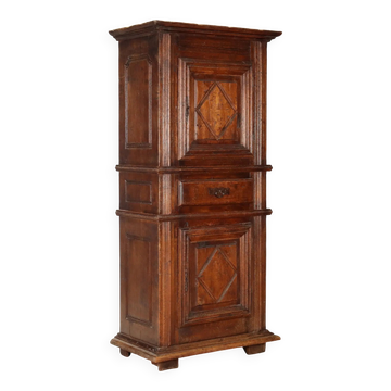 Antique baroque wardrobe in oak with safe, Italy, late 19th century.