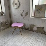 Table basse vintage en rotin rose