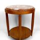 Pedestal Table, Side Table in Solid Oak & Griotte Marble Top