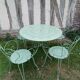 Salon de jardin 1 table 4 fauteuils fer forgé ancien vert Provence