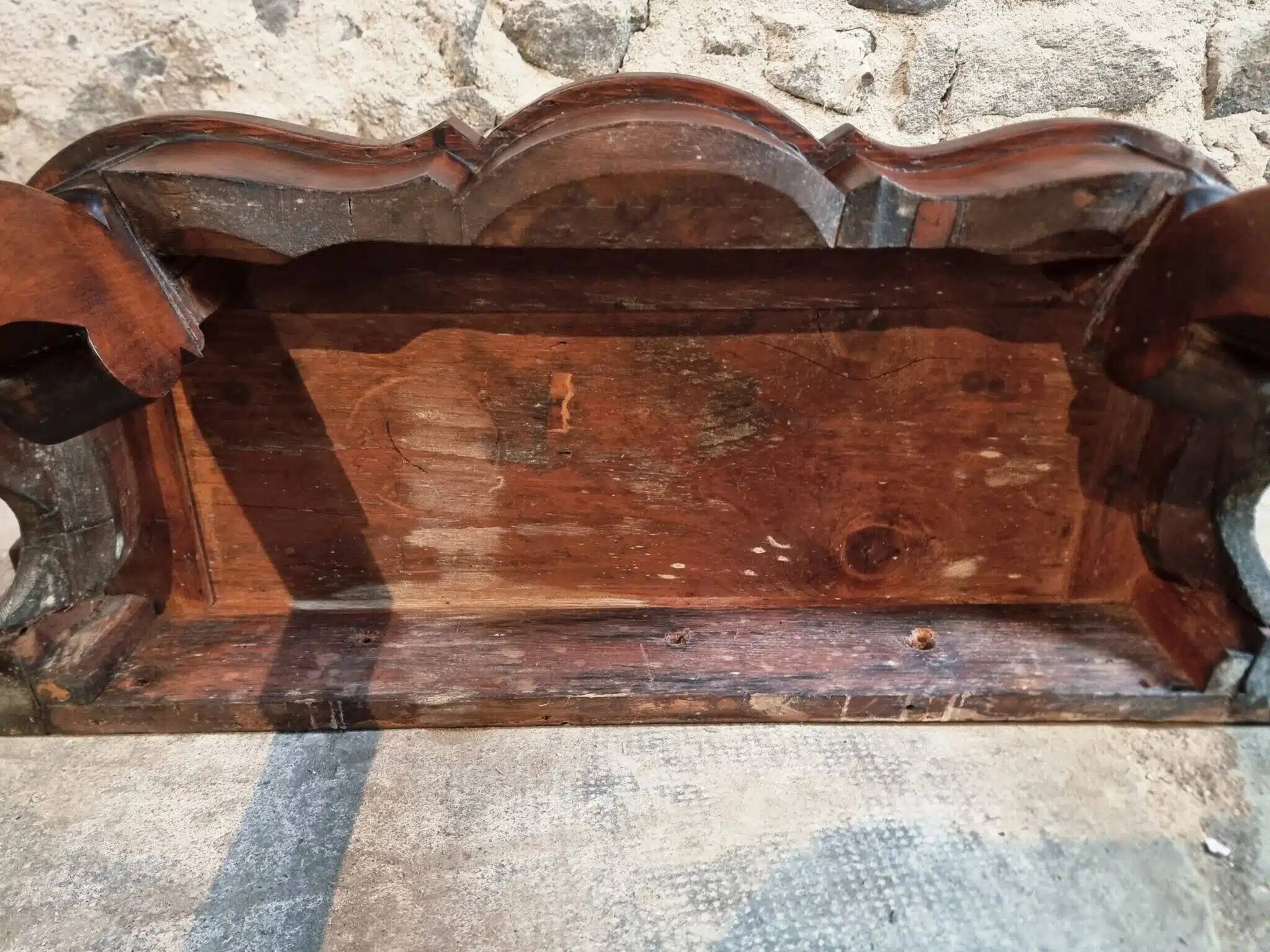 Antique French Napoleon III mahogany console table, wall table with marquetry, 19th century
