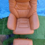 Fauteuil en cuir brun par Hjort-Knudsen