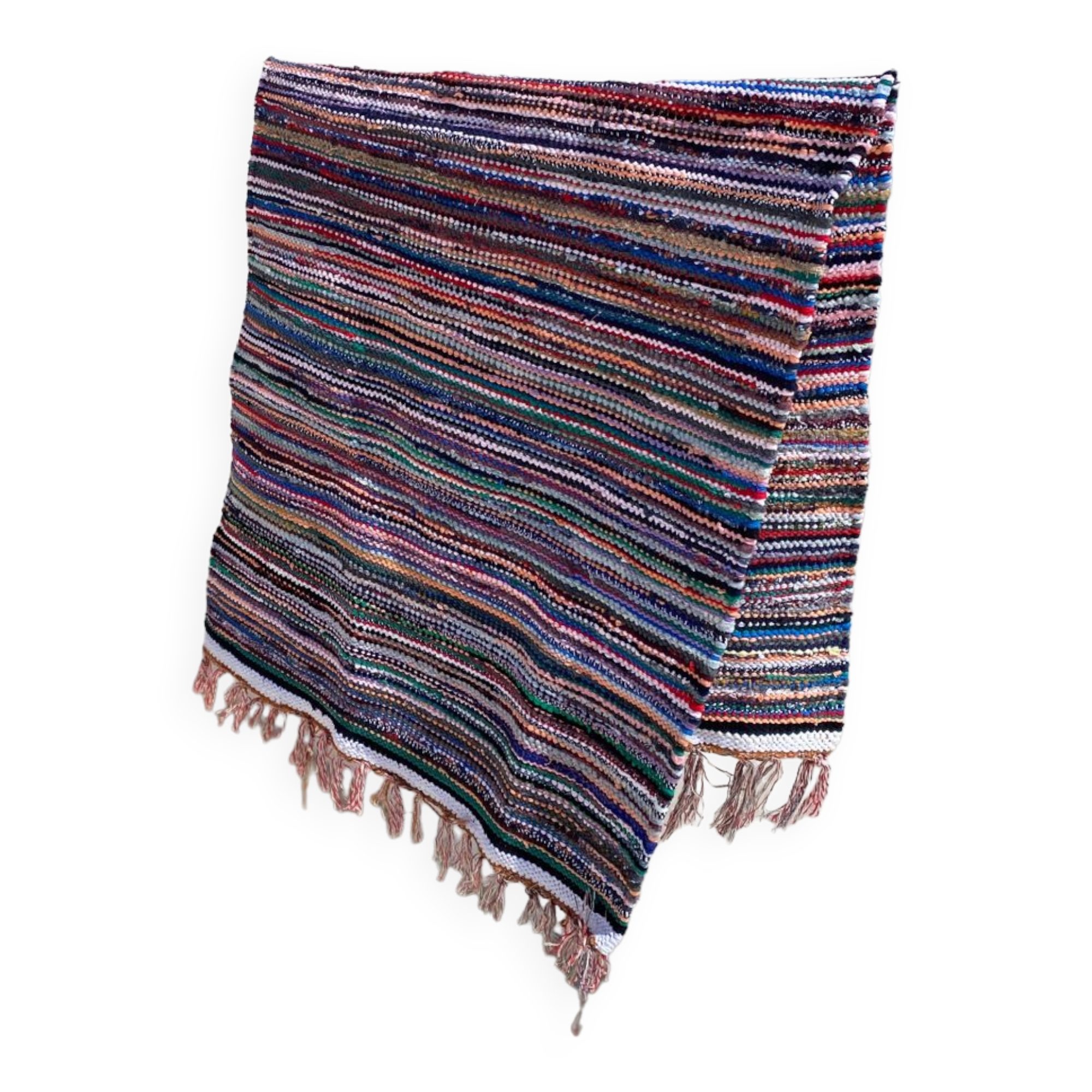 Tapis kilim fines rayures rosé