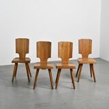 Set of 4 chairs model S28 by Pierre Chapo, France circa 1965.