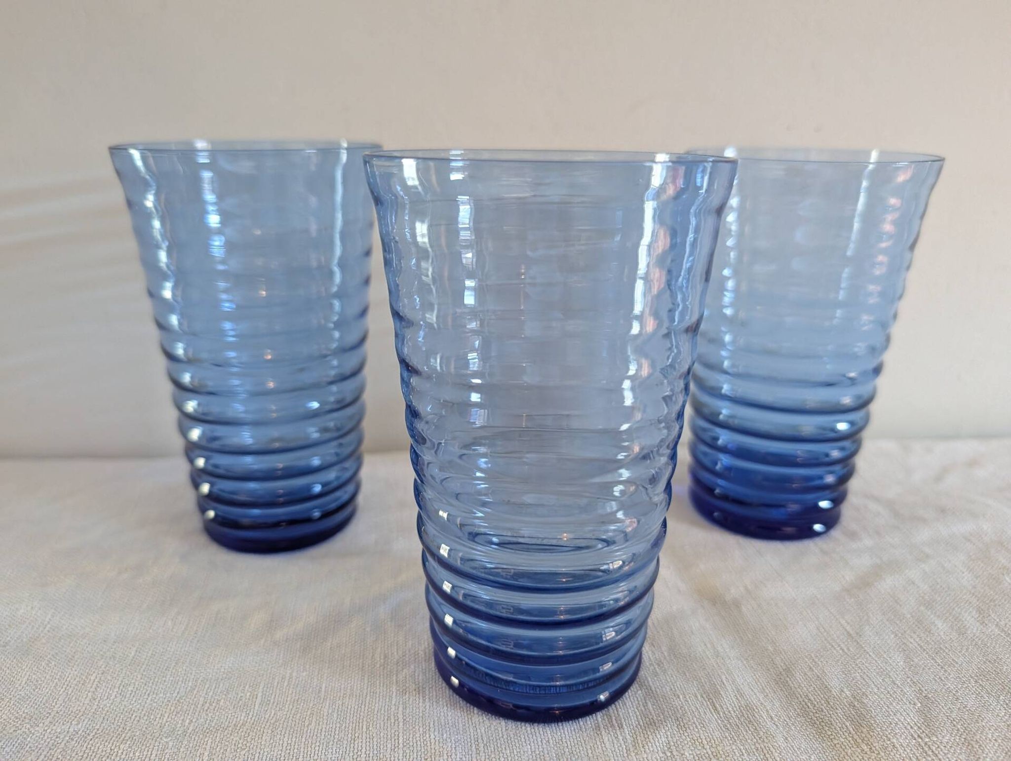Long blue gradient drink glass – fine glass – 1970s