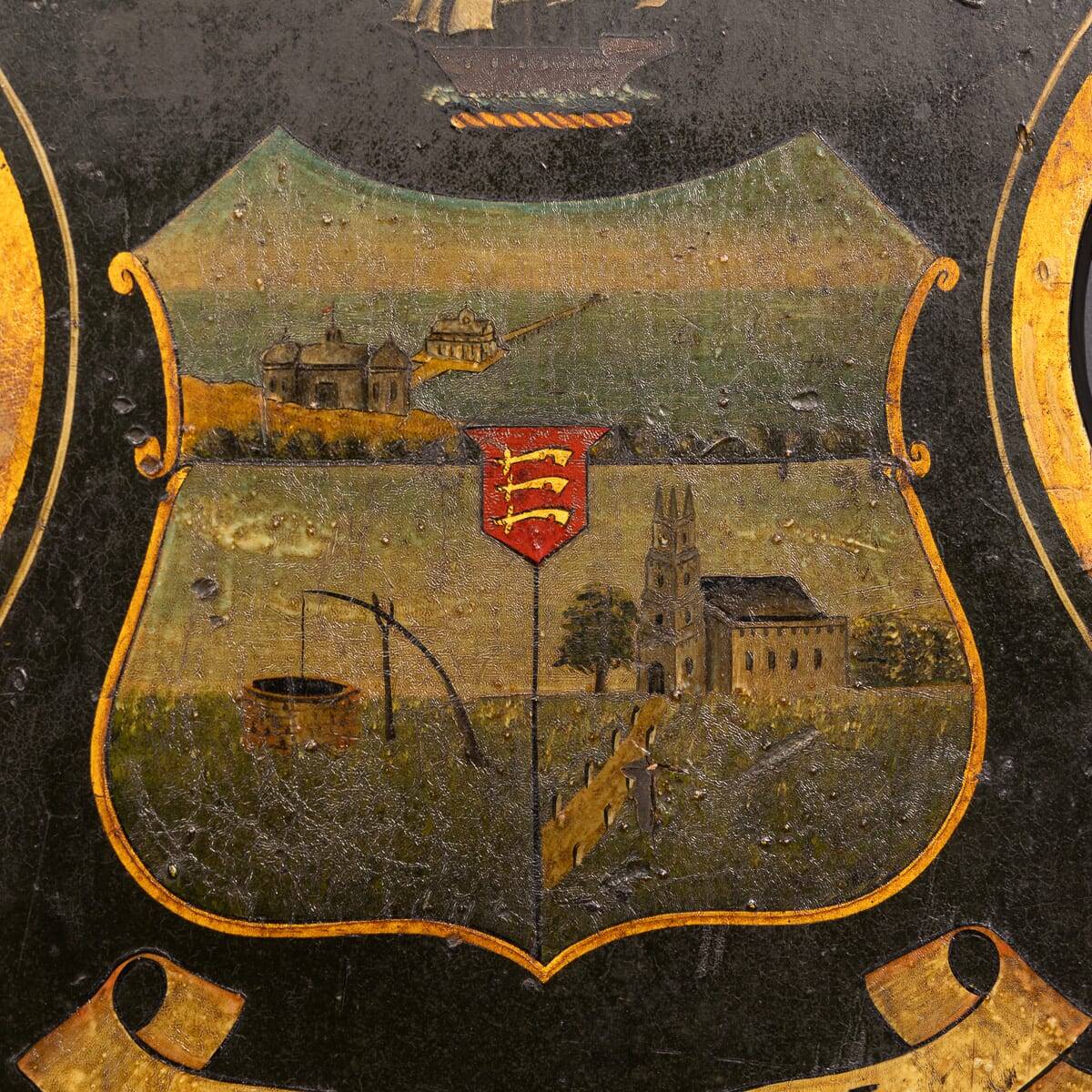 Antique 19thC English Hand Painted Essex Armorial Shield