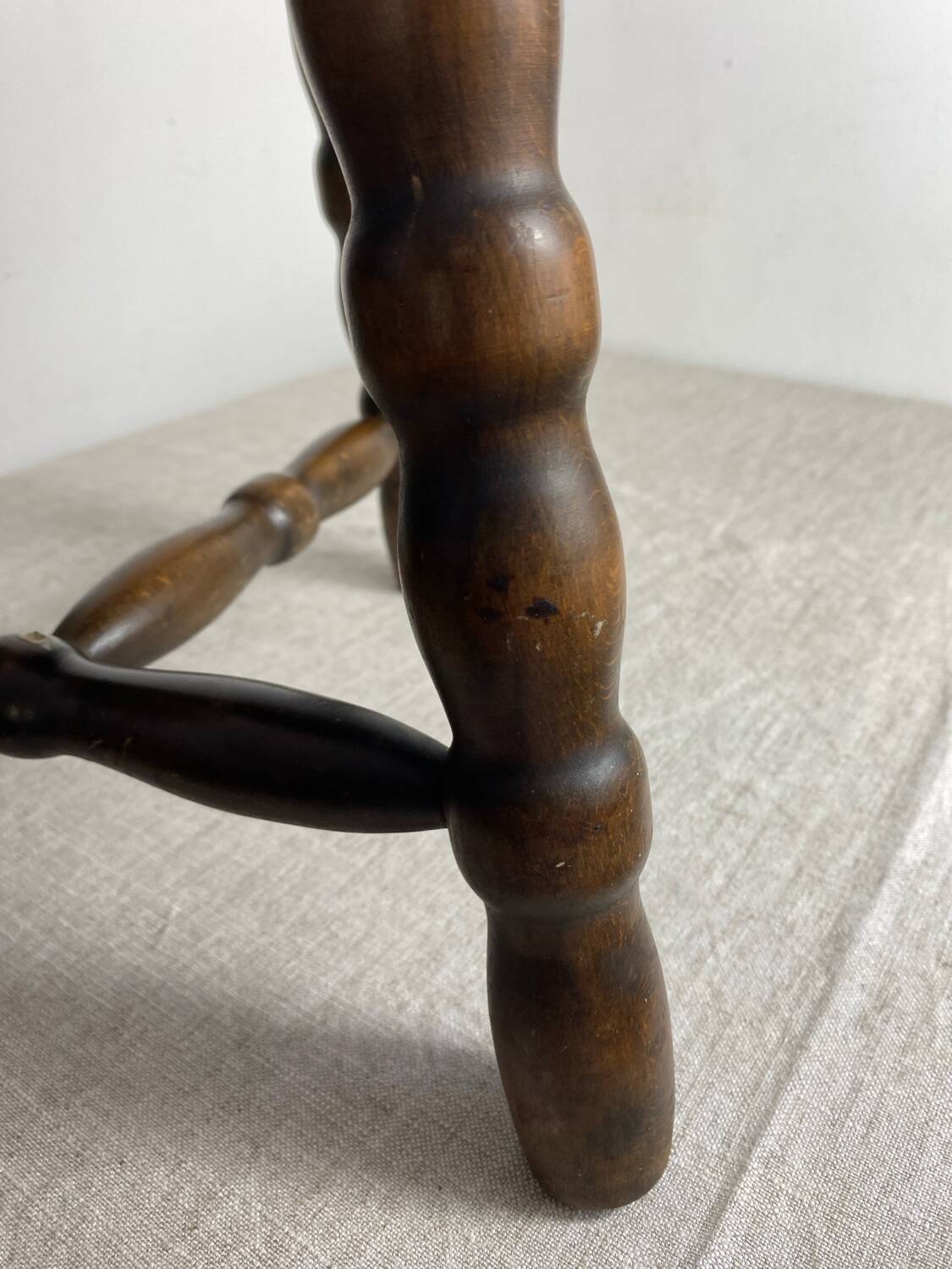 Turned wooden stool