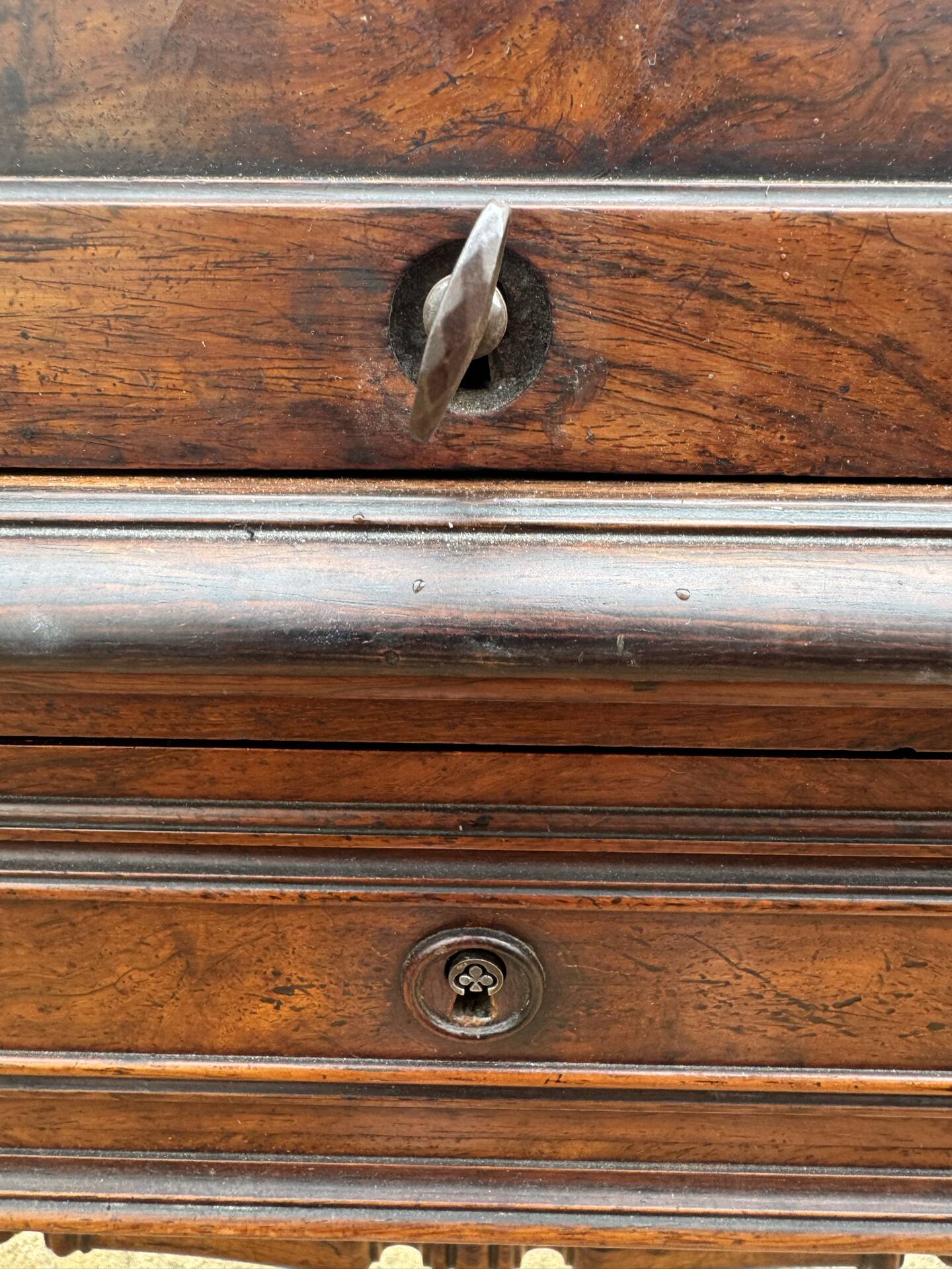 Secretary cylinder Mahogany white marble (Louis XVI style)