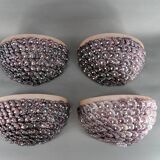 4 Wrought Iron Wall Lights with Flowers and Glass Beads, Murano, Italy, 1930