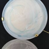 Pair of vintage blue and white Murano glass ceiling lights 1980